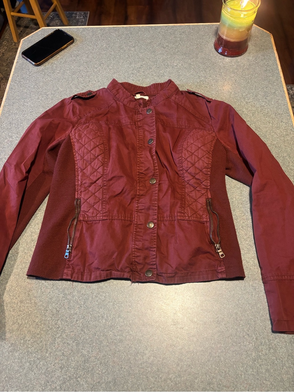 Maurices Quilted Burgundy Utility Jacket